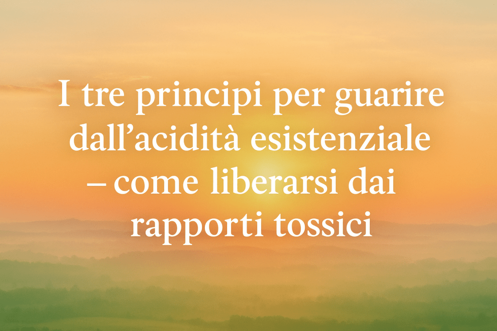 I tre principi per guarire dall’acidità esistenziale – come liberarsi dai rapporti tossici.